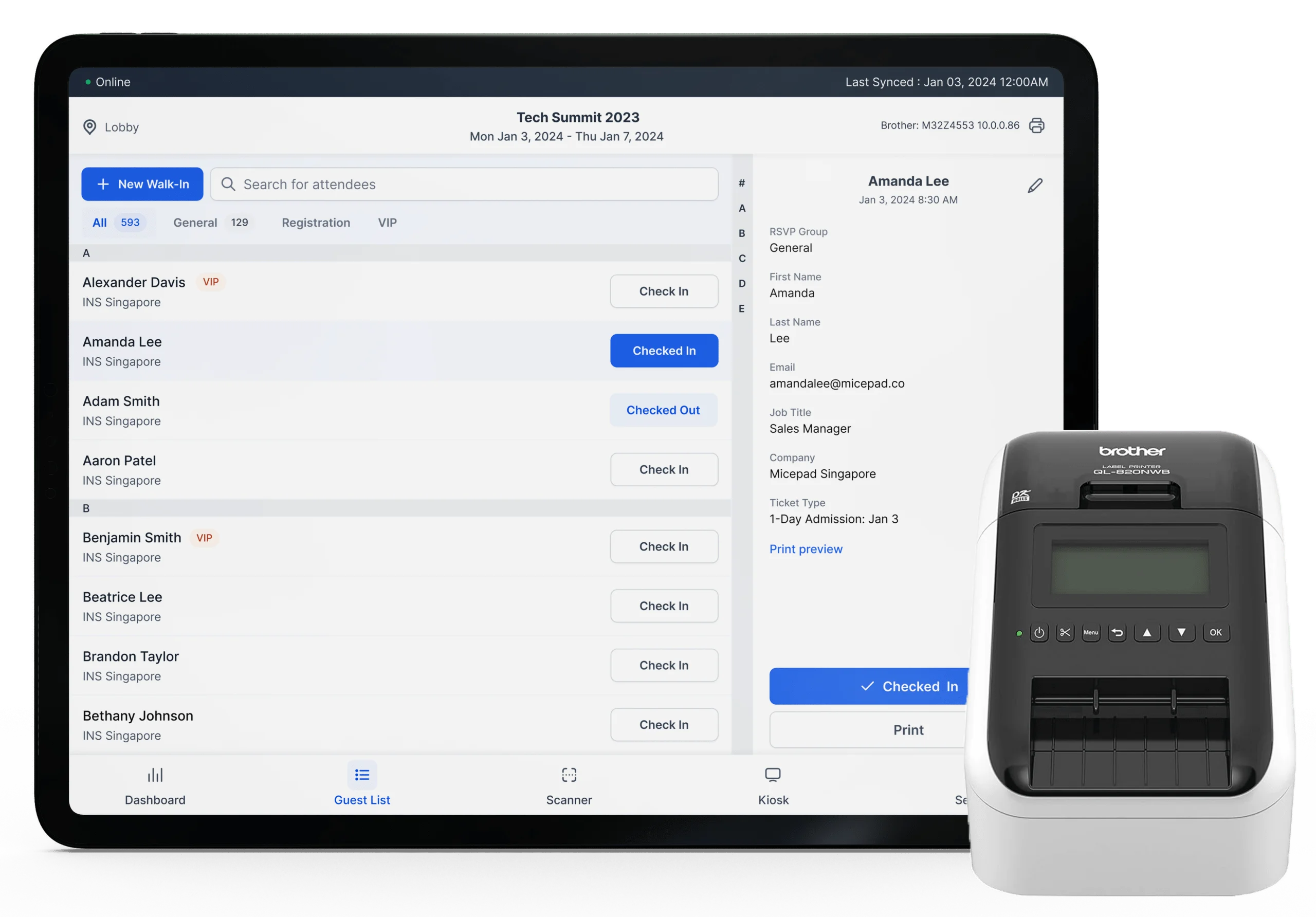 Micepad Singapore Check-in App for Event offers On-demand Badge Printing