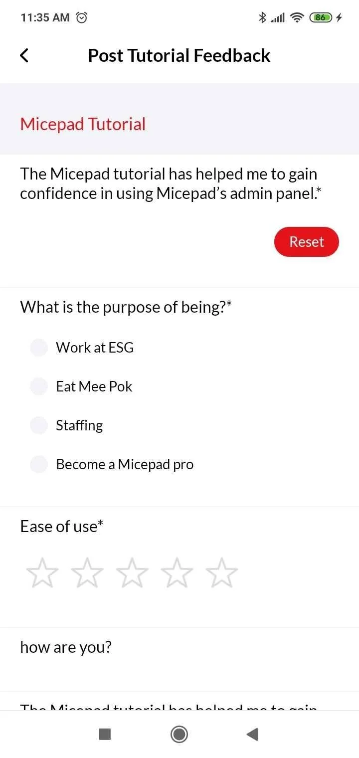 Micepad App Feedback Form