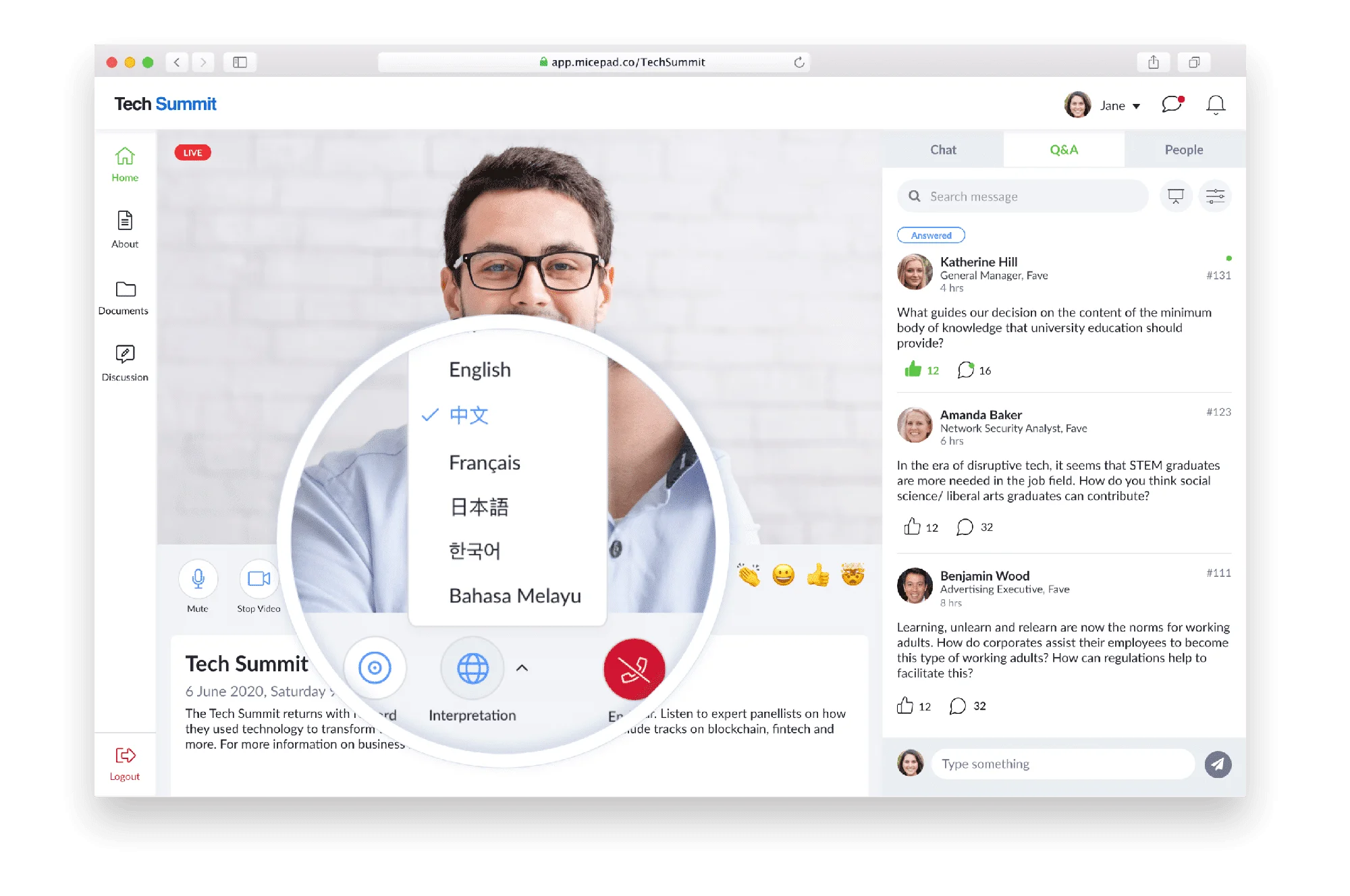 Virtual Event Platform provides multiple languages - Micepad Singapore